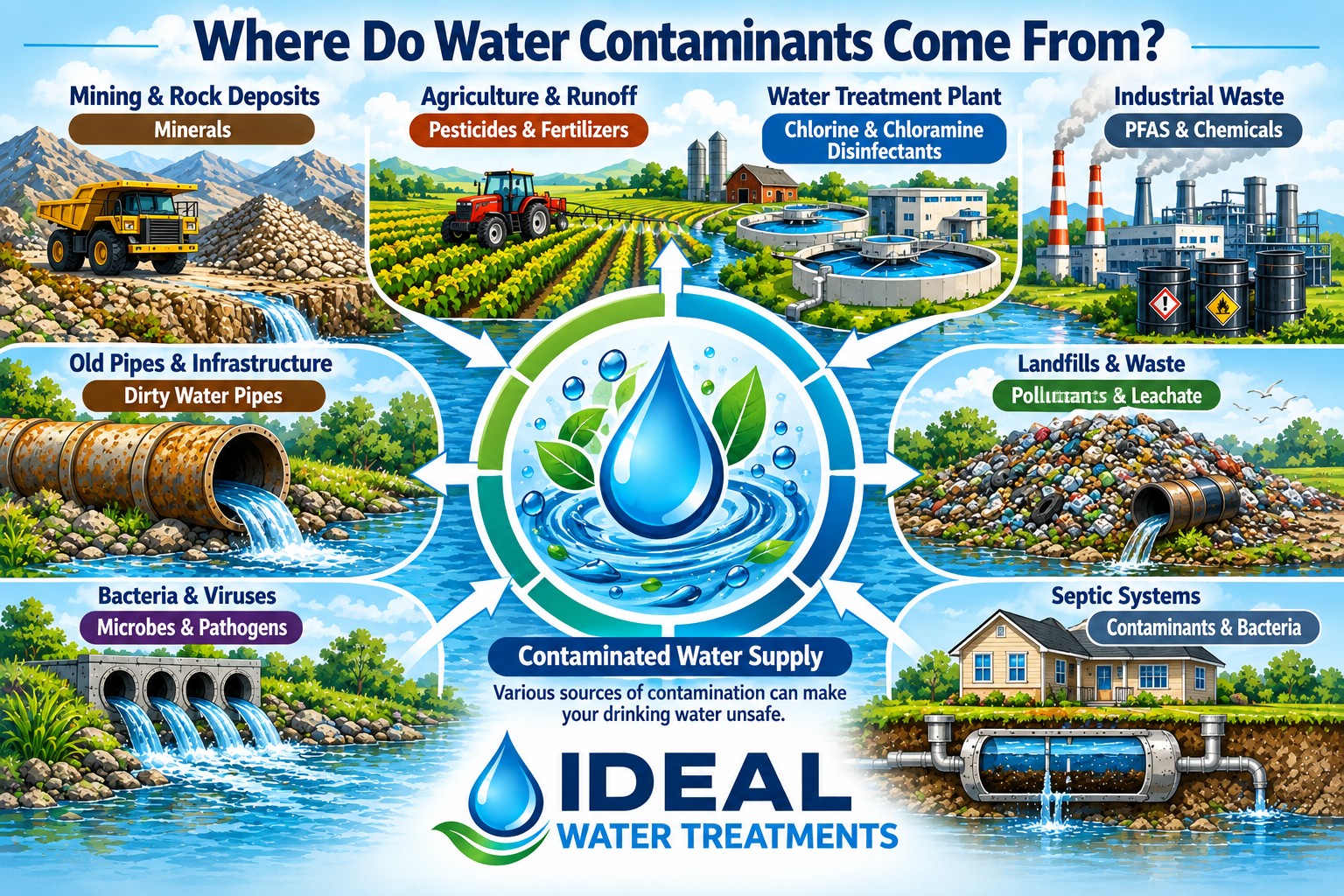Where do water contaminants come from?